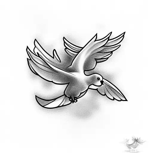 dove flying with flowers tattoo design idea