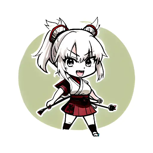 female samurai with kunai tattoo design idea