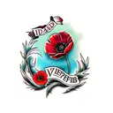 red poppies with words lest we forget tattoo design idea