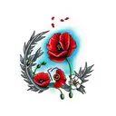 red poppies with words lest we forget tattoo design idea