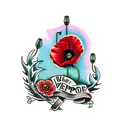 red poppies with words lest we forget tattoo design idea
