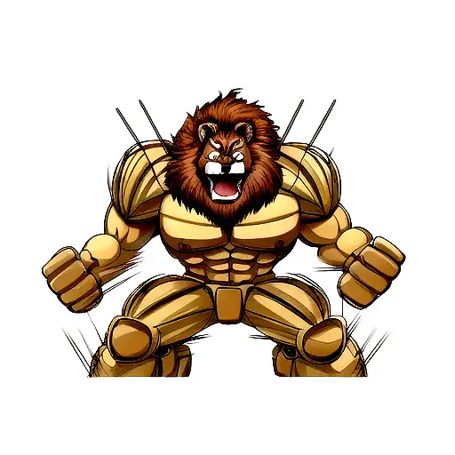 Lion on quad muscle  tattoo design idea