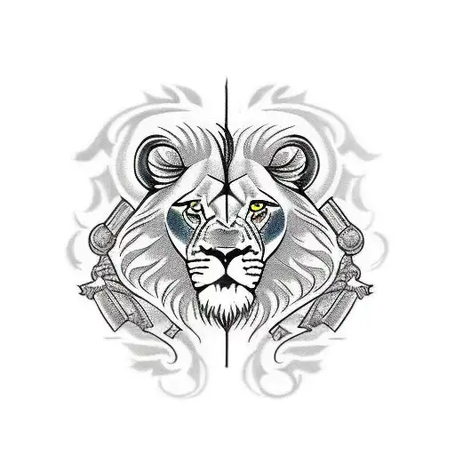Lion on quad muscle  tattoo design idea