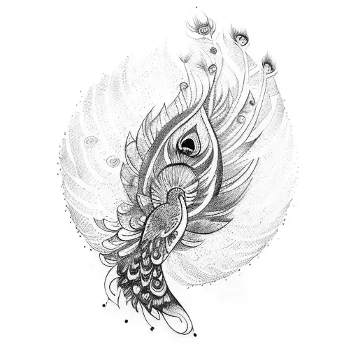 peacock wing  tattoo design idea