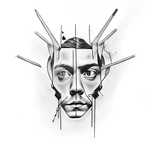 A black and grey tattoo of Harry Styles' signature tattoo design idea