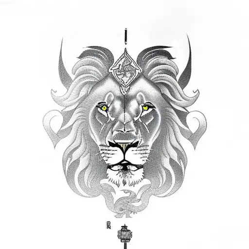 Lion gemini never give up zeus  tattoo design idea