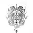 Lion gemini never give up zeus  tattoo design idea