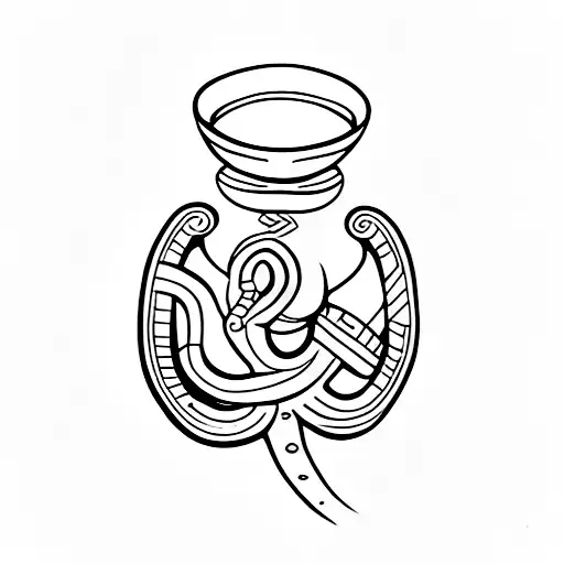 Serpent et une bouteille de whisky tattoo design idea