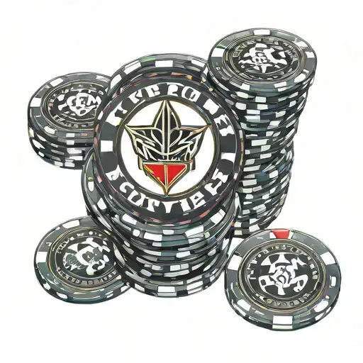 stacks of poker chips with corvette logo incorporated tattoo design idea