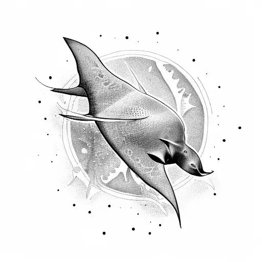 A majestic manta ray gliding through the ocean depths tattoo design idea