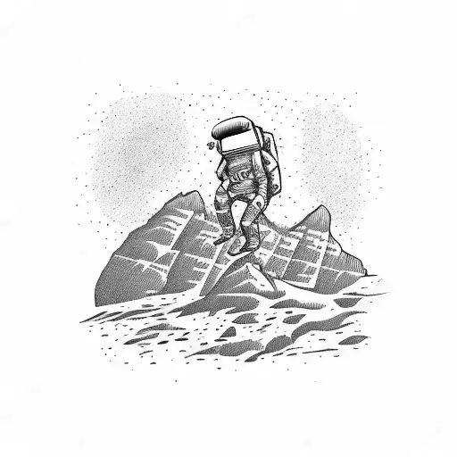 rock climbing astronaut  tattoo design idea