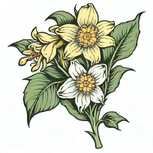 birth flowers daisy and daffodil tattoo design idea