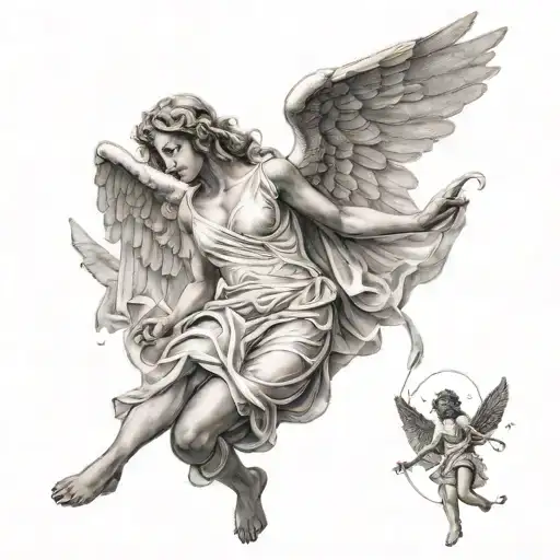 angel falling tattoo design idea