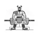 A powerful Viking warrior lifting weights in a gym tattoo design idea
