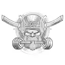 A powerful Viking warrior lifting weights in a gym tattoo design idea