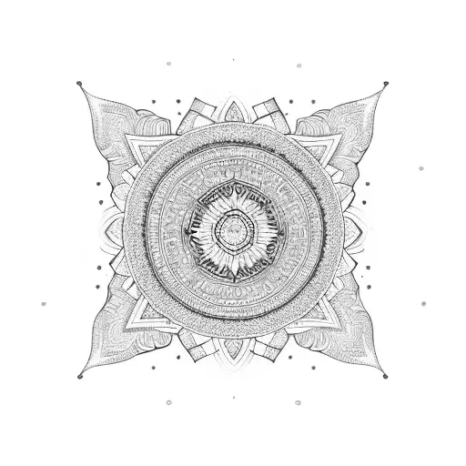 A mandala design incorporating the initials of each family member tattoo design idea