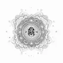 A mandala design incorporating the initials of each family member tattoo design idea