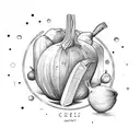 chefs knife, carrot, onion, Celery, leek tattoo design idea