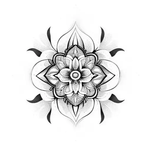 flor de mandacaru com sol tattoo design idea