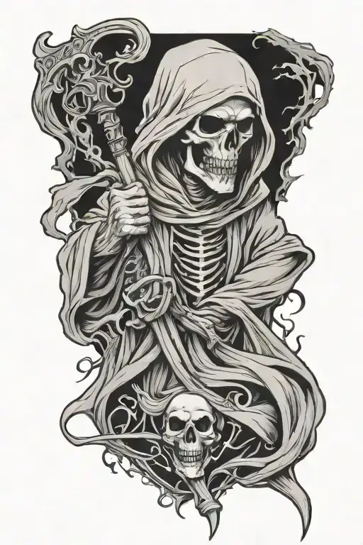 Halloween scary grim reaper tattoo design idea