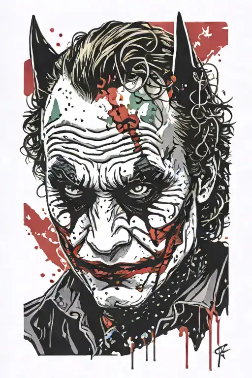 heath ledger joker wear batman mask tattoo design idea