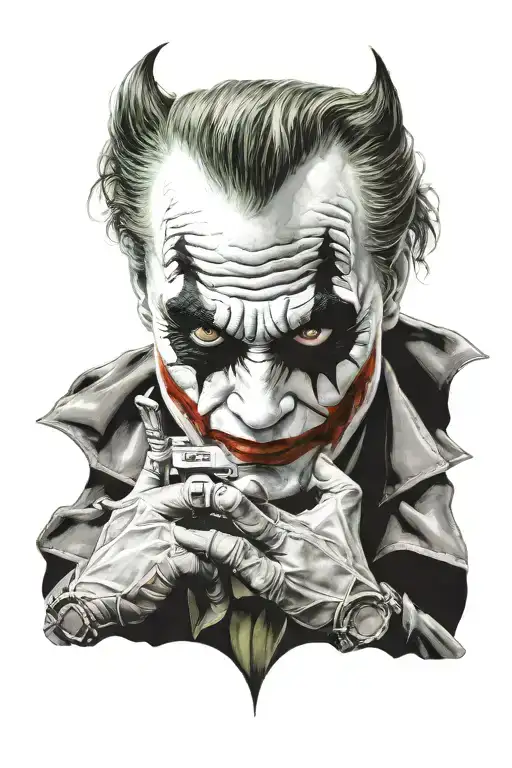 heath ledger joker wear batman mask tattoo design idea