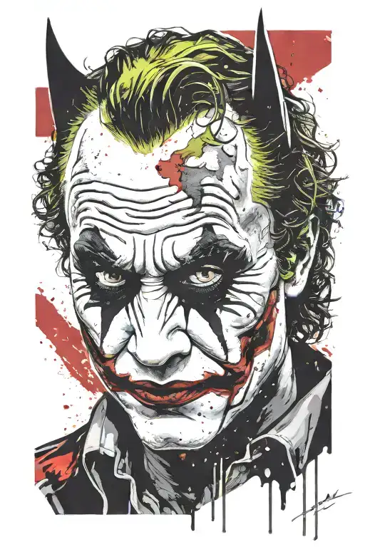 heath ledger joker wear batman mask tattoo design idea