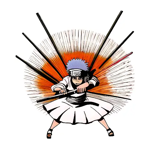 bleach sword, naruto headband, and one piece straw hat tattoo design idea