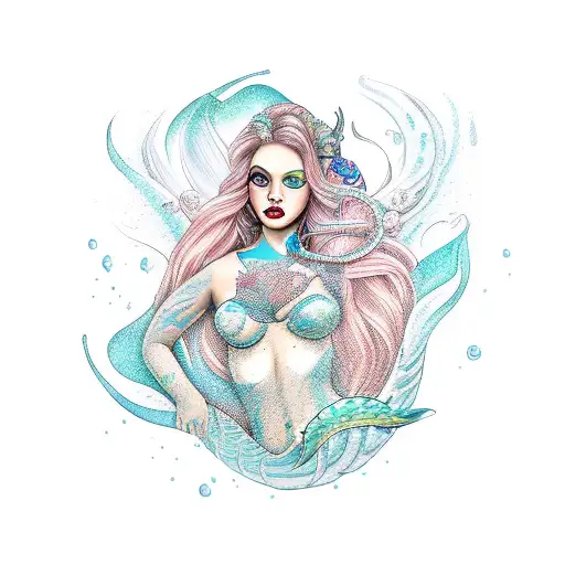 siren mermaid tattoo design idea