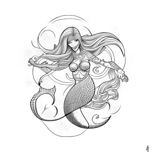 siren mermaid tattoo design idea