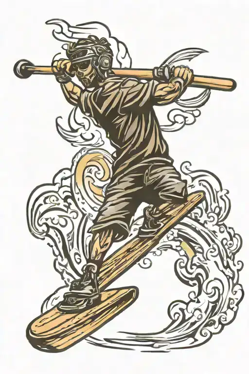 wakeboard wooden handle symbolizing your passion tattoo design idea