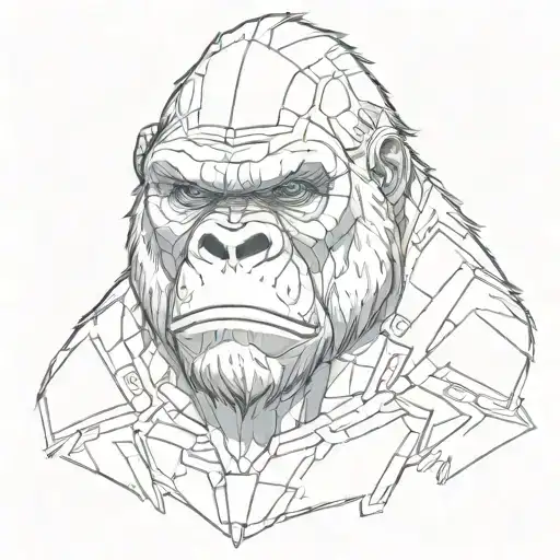 Cyberpunk 2077 gorilla head tattoo design idea