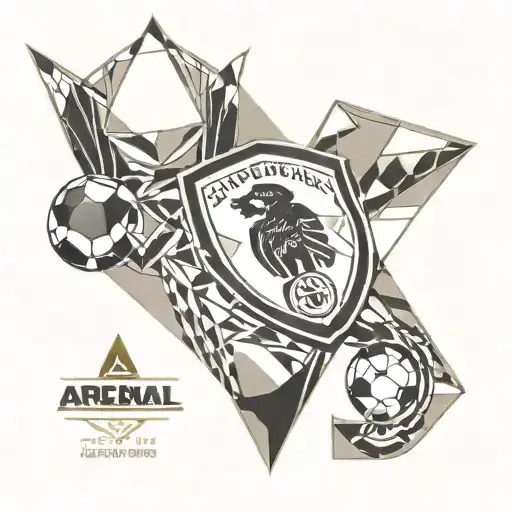 victory through harmony inspired arsenal football club tattoo design idea