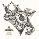 victory through harmony inspired arsenal football club tattoo design idea