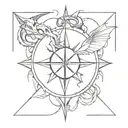 Dragon wrapped around a compass rose intertwined within tattoo design idea