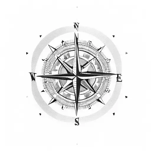 compass, hiking, sun, mardi gras mask, waves, light towers, shark diving tattoo design idea