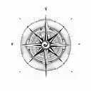 compass, hiking, sun, mardi gras mask, waves, light towers, shark diving tattoo design idea