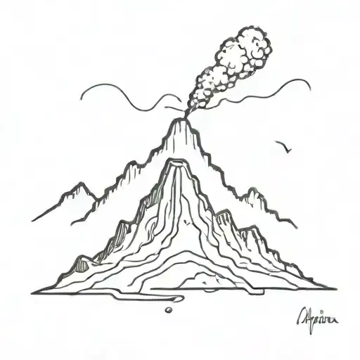 geological volcano erupting magma chamber tattoo design idea