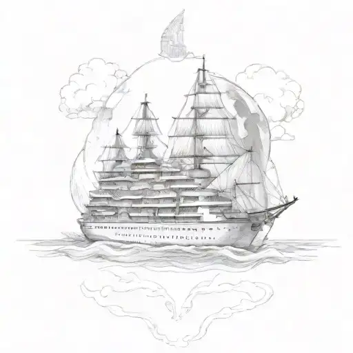 cruise ship far from home tattoo design idea