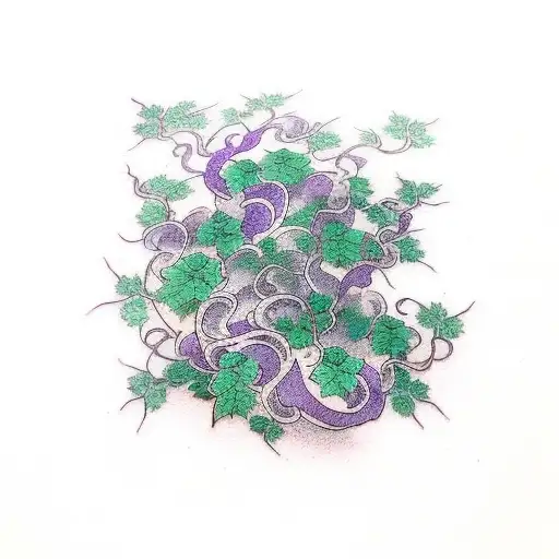 Purple ivy vines forming an ornament tattoo design idea