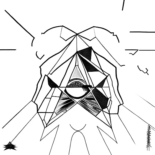 A minimalist design featuring the iconic Pink Floyd prism with subtle hints of One Piece imagery tattoo design idea