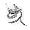 eagle fighting a snake and snake winning  tattoo design idea