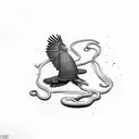 eagle fighting a snake and snake winning  tattoo design idea