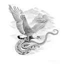 eagle fighting a snake and snake winning  tattoo design idea