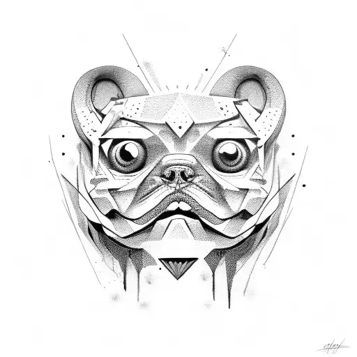 abstraction Monster Like a dog Picasso edgy style  tattoo design idea