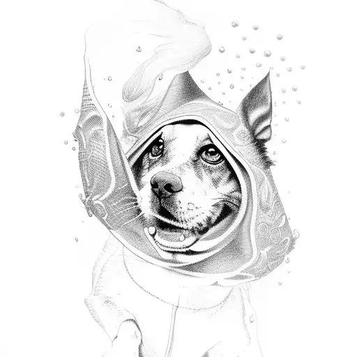 dog in raccom costume  tattoo design idea