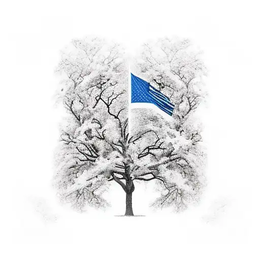 tree, heaven vs hell, usa flag, 7 deadly sins, 7 saving graces tattoo design idea