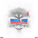 tree, heaven vs hell, usa flag, 7 deadly sins, 7 saving graces tattoo design idea