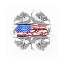 tree, heaven vs hell, usa flag, 7 deadly sins, 7 saving graces tattoo design idea