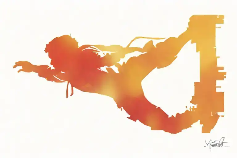 leap of faith in words, miles morales falling with buildings behind  tattoo design idea